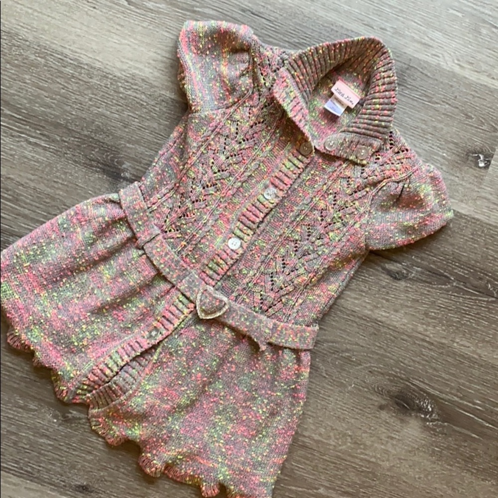 Little Lass Confetti Cardigan Sweater Sz 10/12